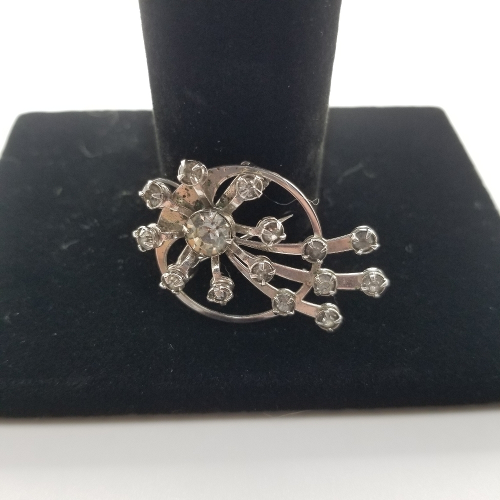 Art Deco Vintage clear rhinestones brooch